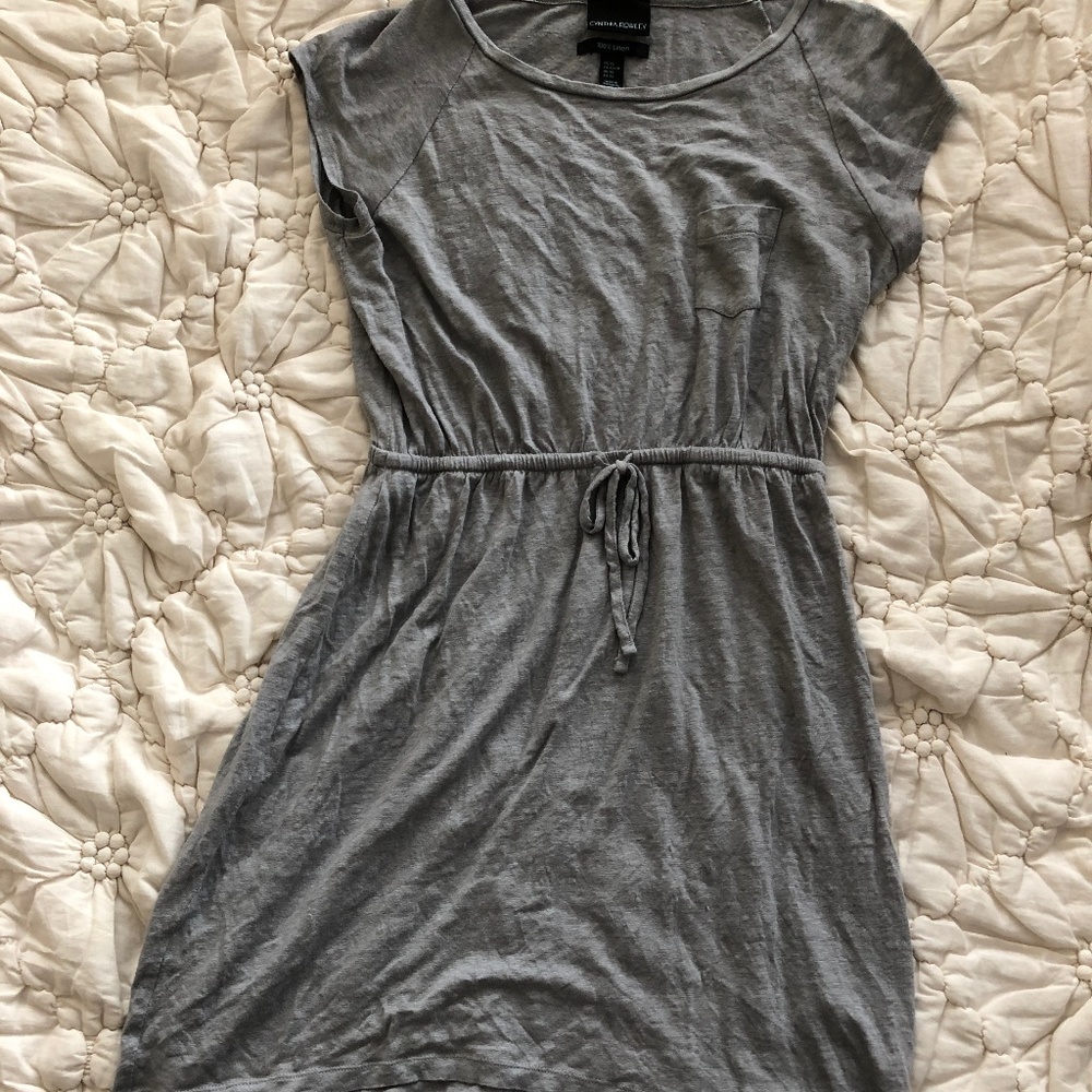 Cynthia Rowley Linen Tee Shirt Dress - GREY